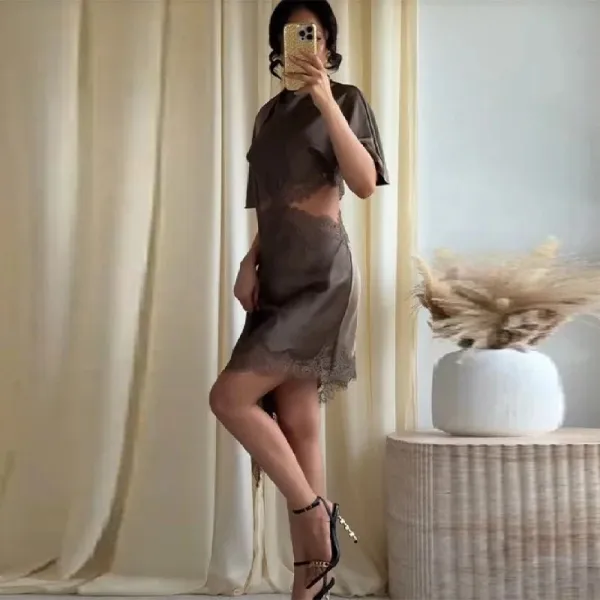Cut-Out Satin Mini Dress