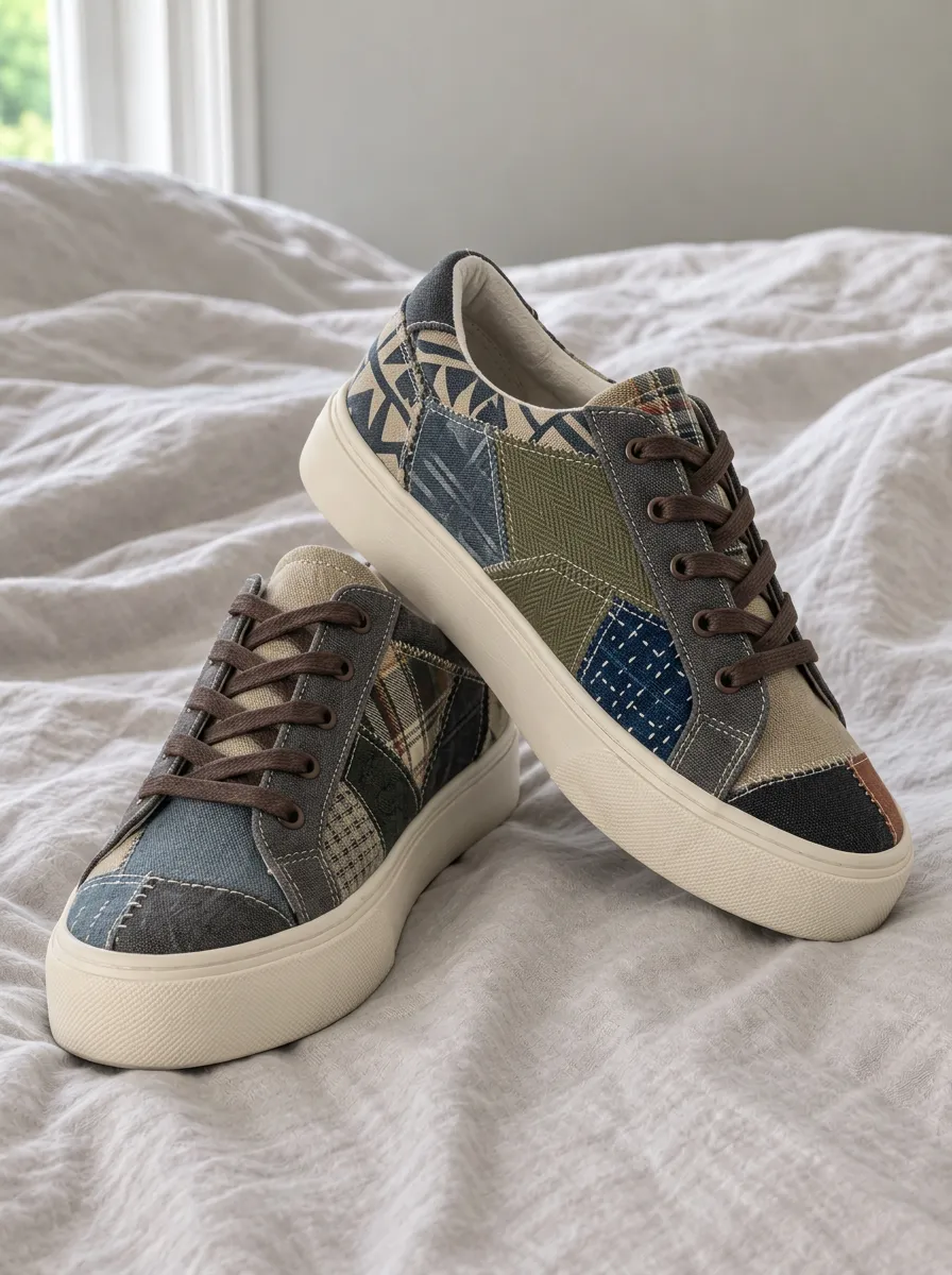 Men's Refined Vintage Patchwork Pattern Patterned Canvas Shoes