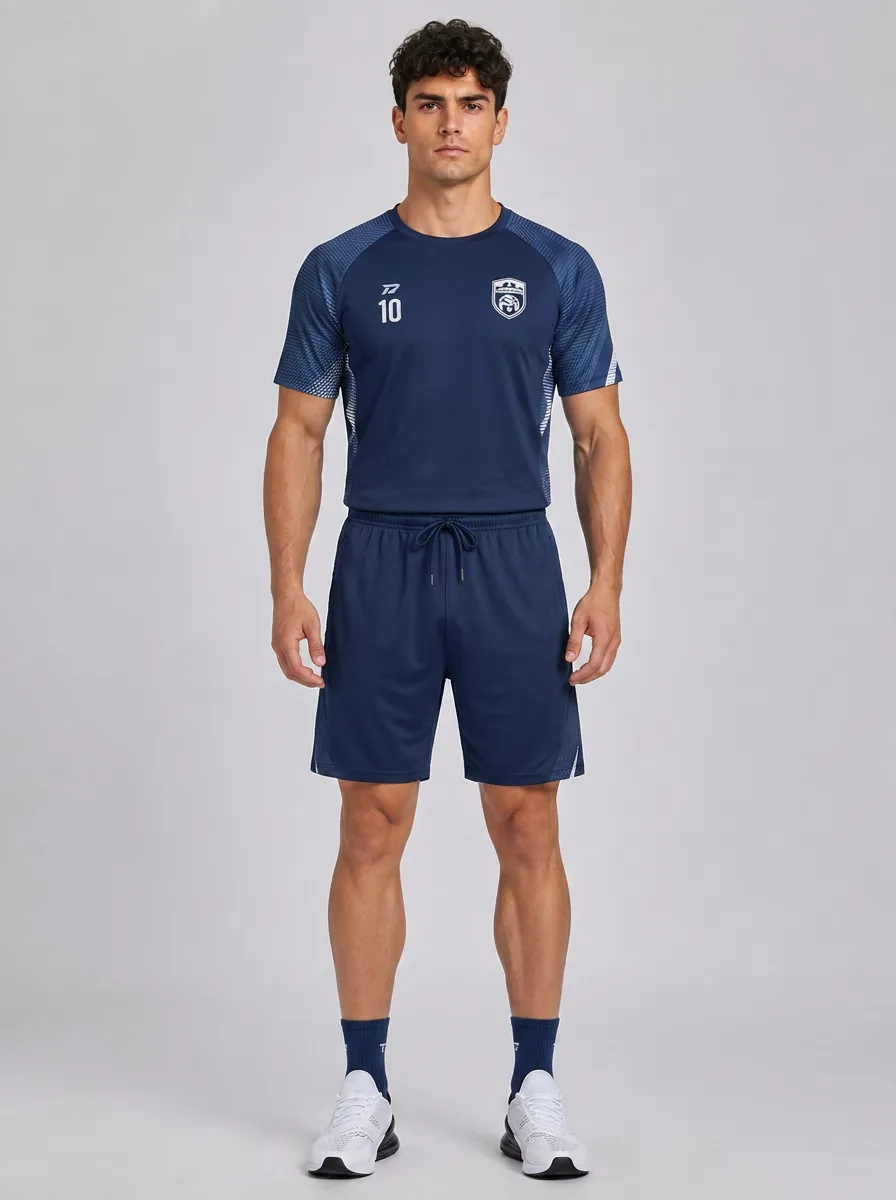 Men's Sports Training Number 10 Badge Printed Athletic Set