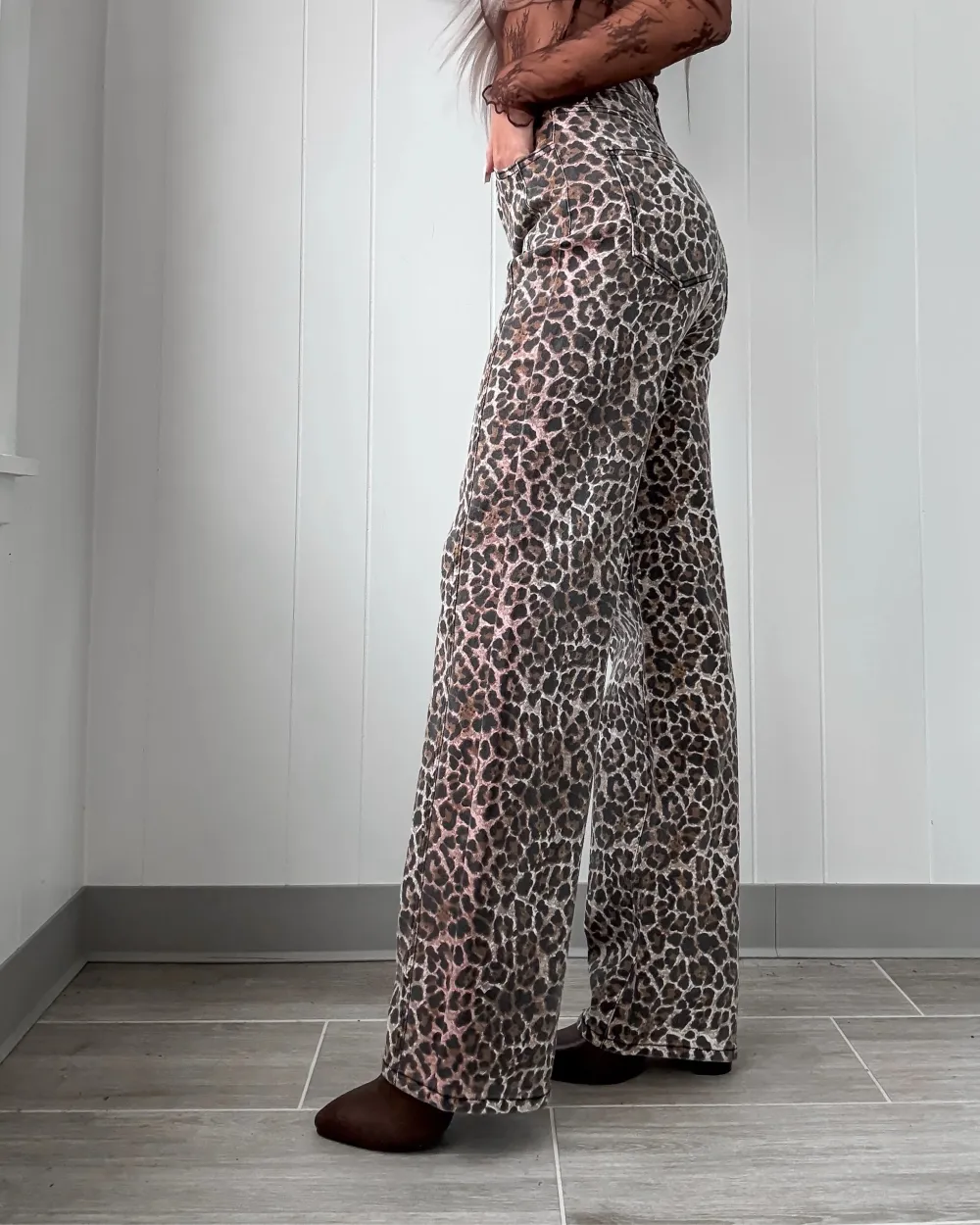 Front Seam Jeans - Leopard