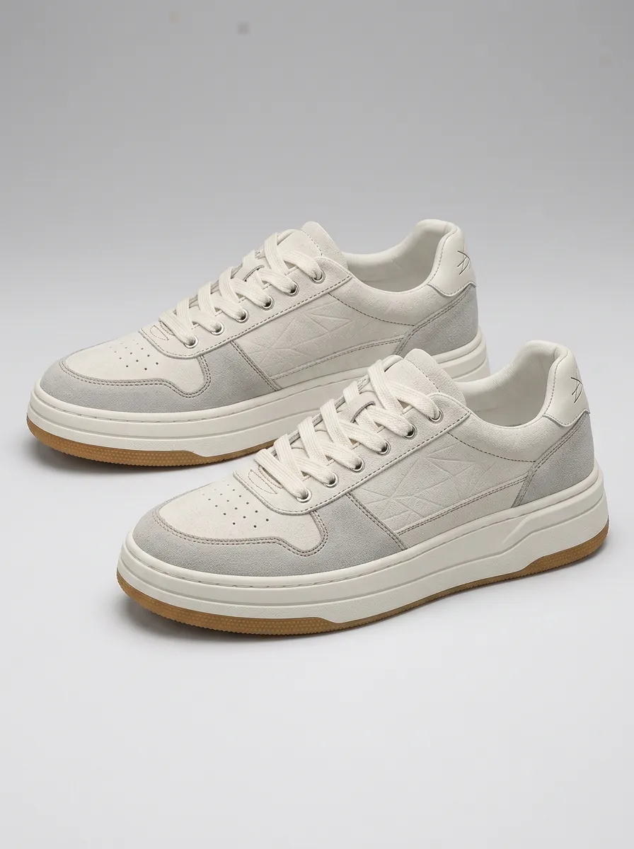 Men's Minimalist Geometric Pattern Suede Printed Sneakers
