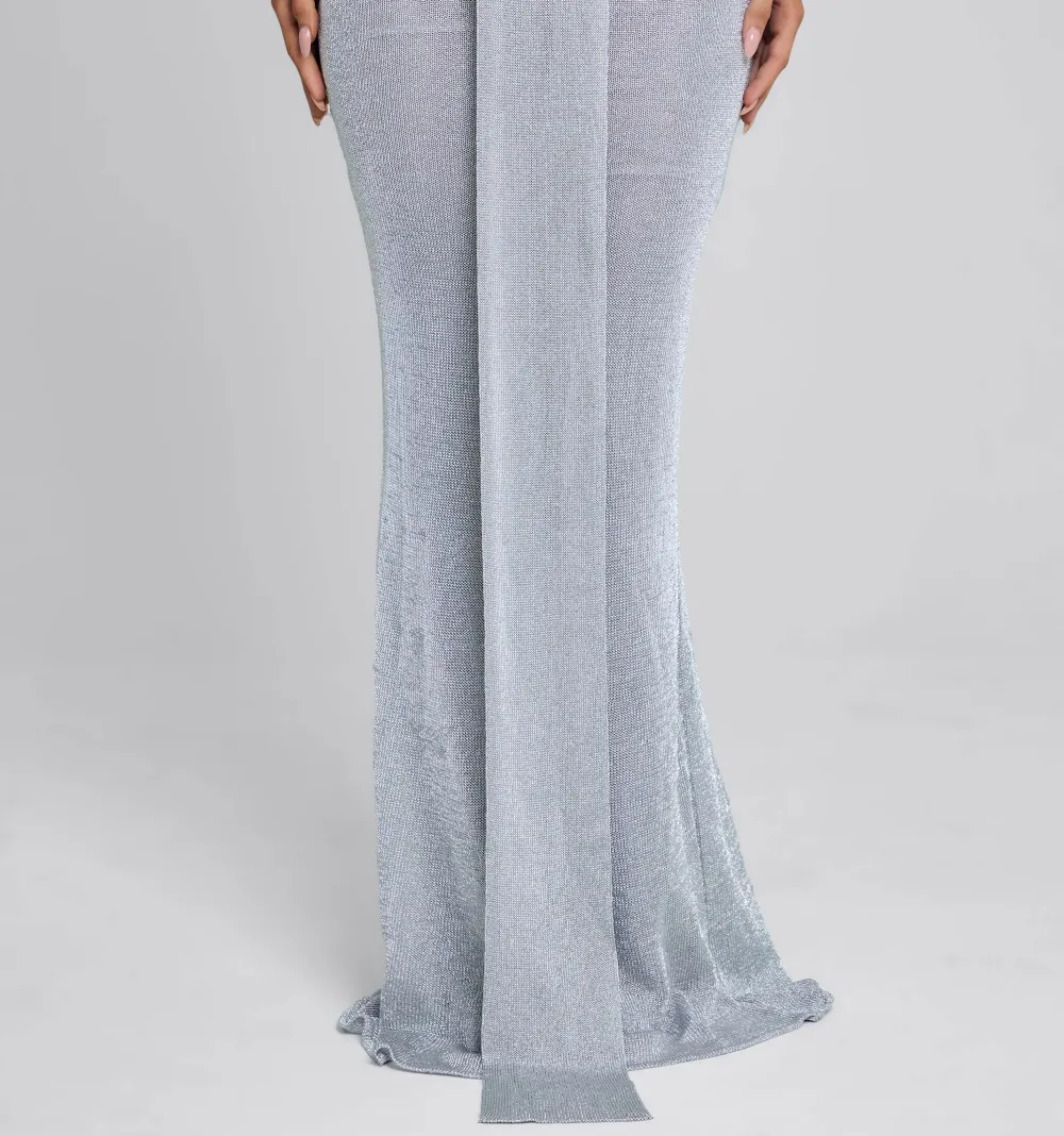 Silver Knit Maxi Skirt