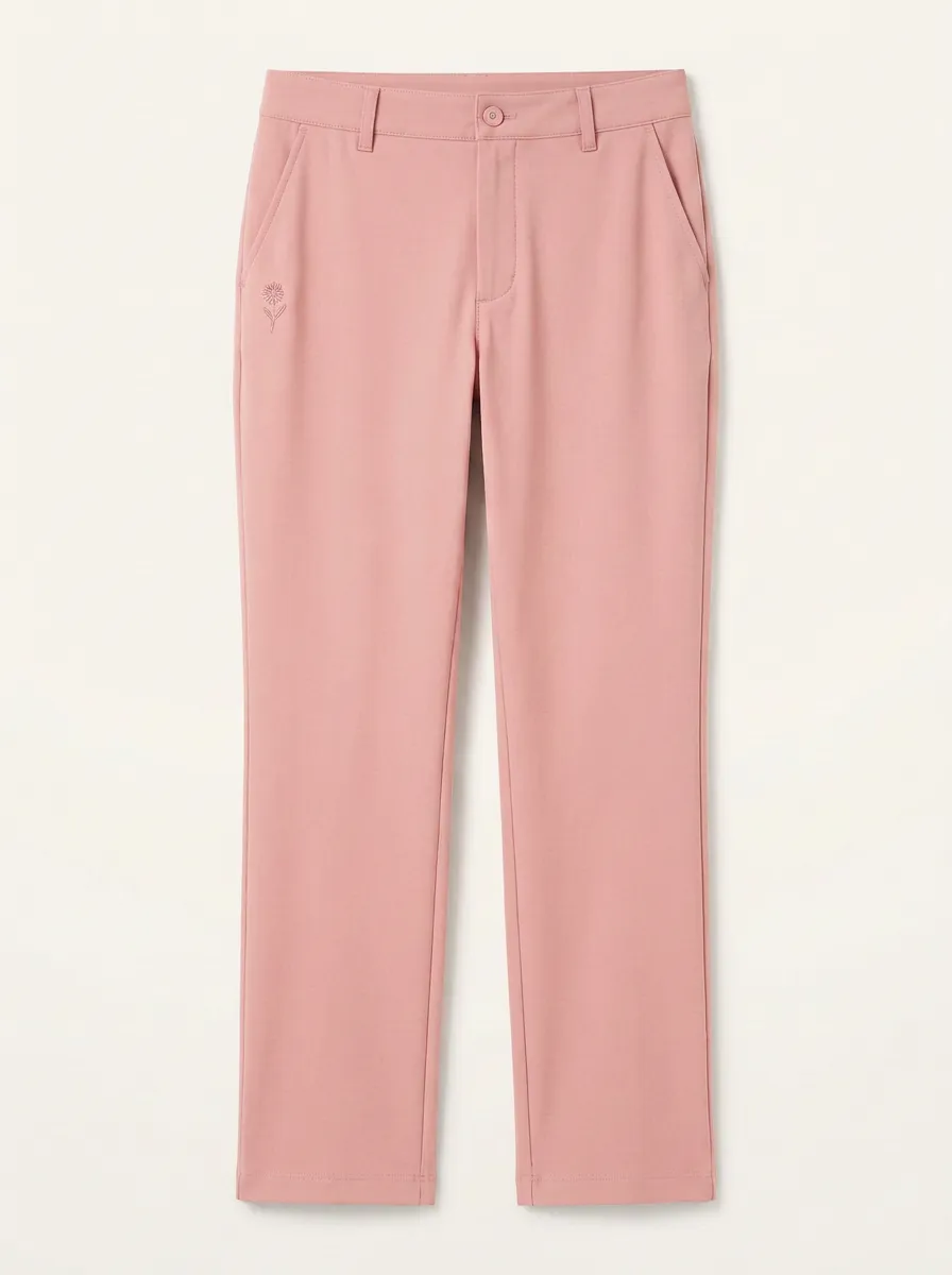 Women's Timeless Everyday Floral Embroidered Mid Rise Straight Leg Pants