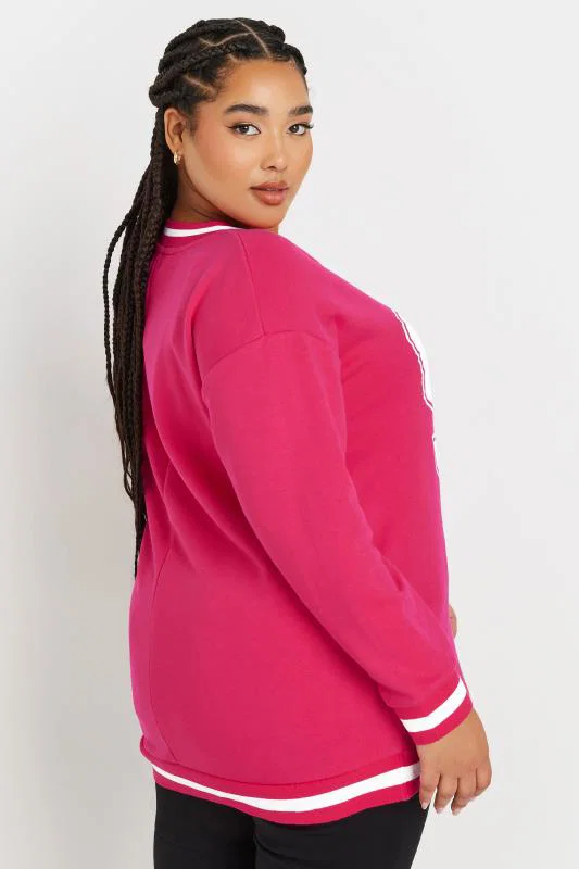 Hot Pink '96' Slogan Varsity Sweatshirt detail 2