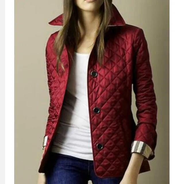 Checked Padded Button Front Jacket