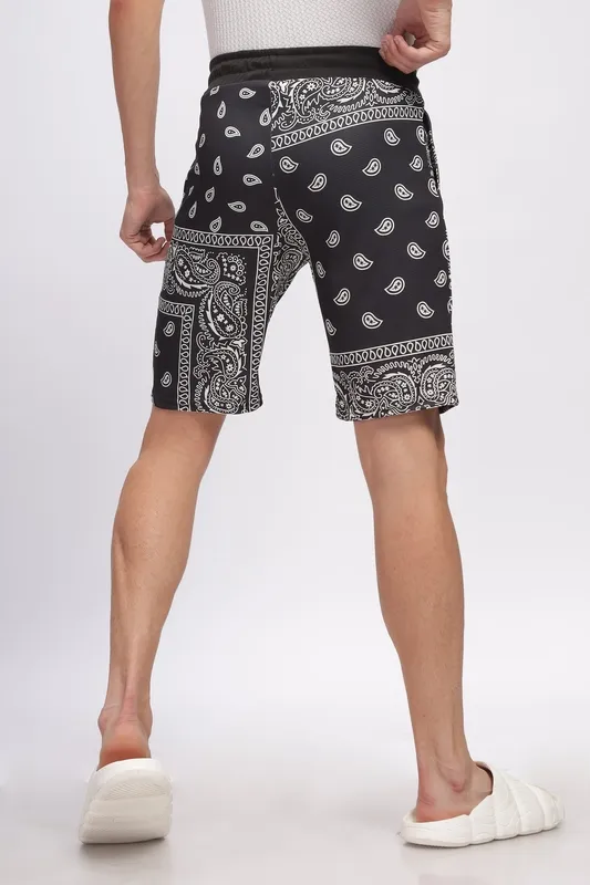 White Black Printed Lounge Shorts