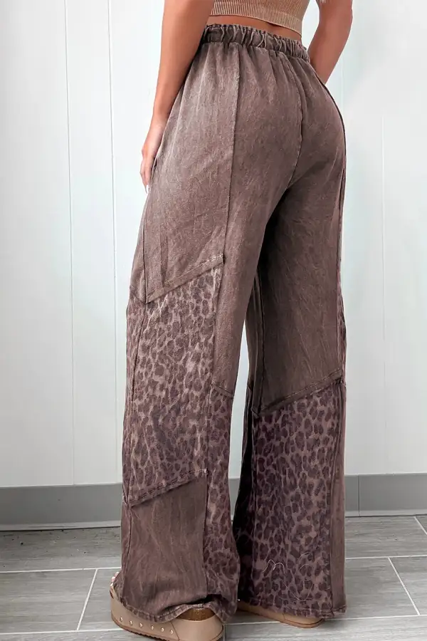 Wash Leopard Patchwork Loose Trousers