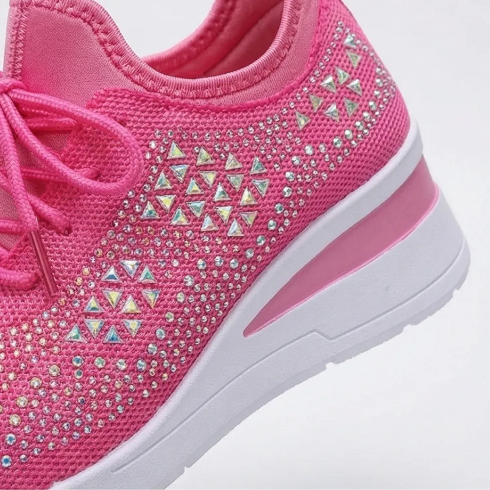 Embellished Detail Rhinestone Wedge Sneakers