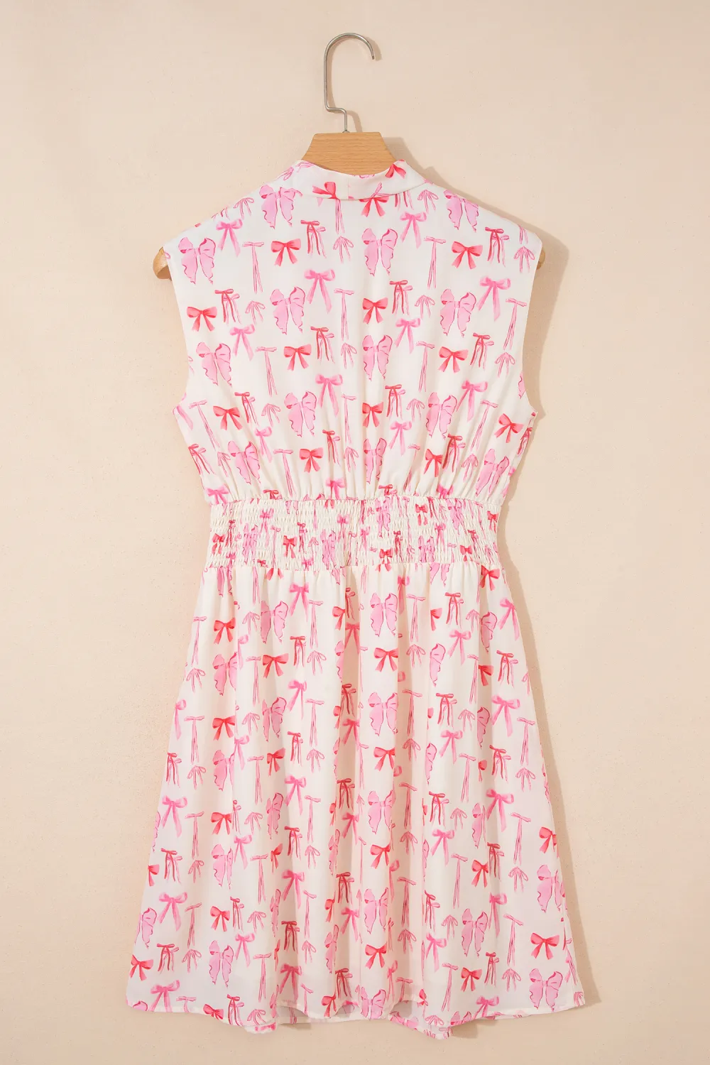 Pink Zip Front Bow Mini Dress