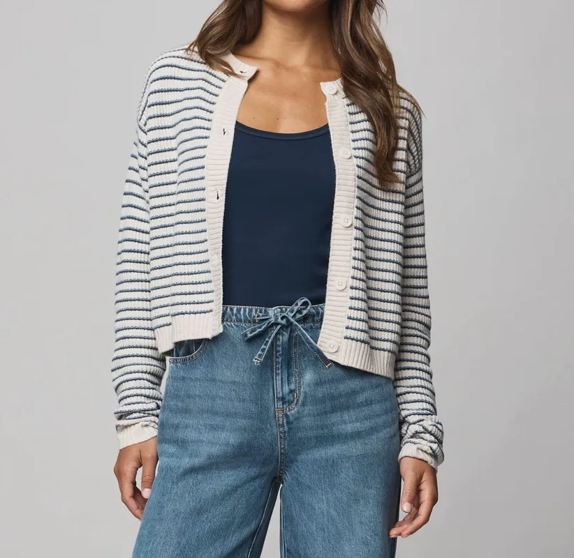 Casual Stripe Crop Cardigan