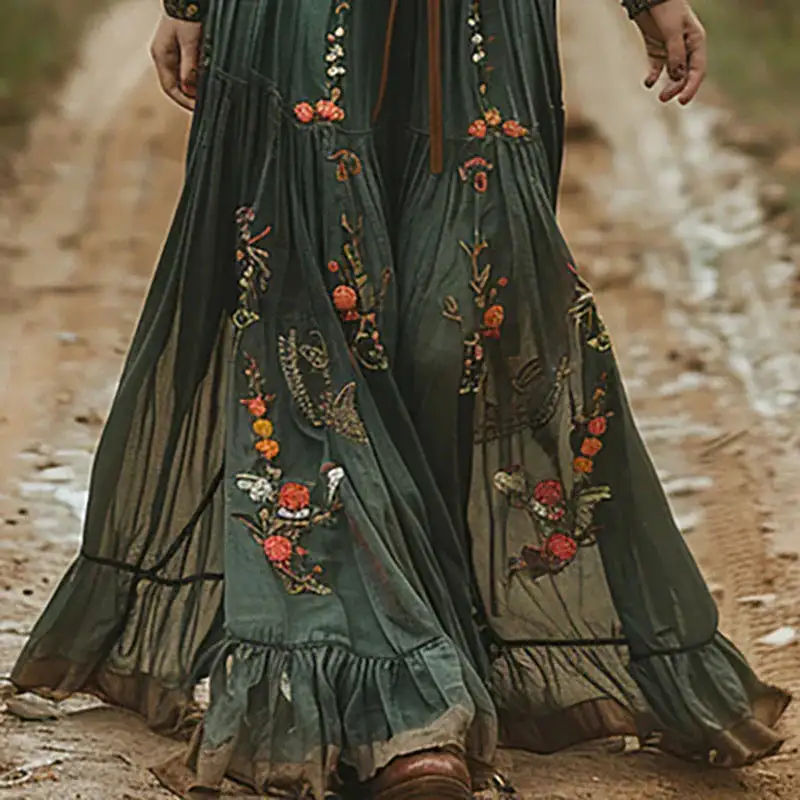  Boho V Neck Maxi Dress