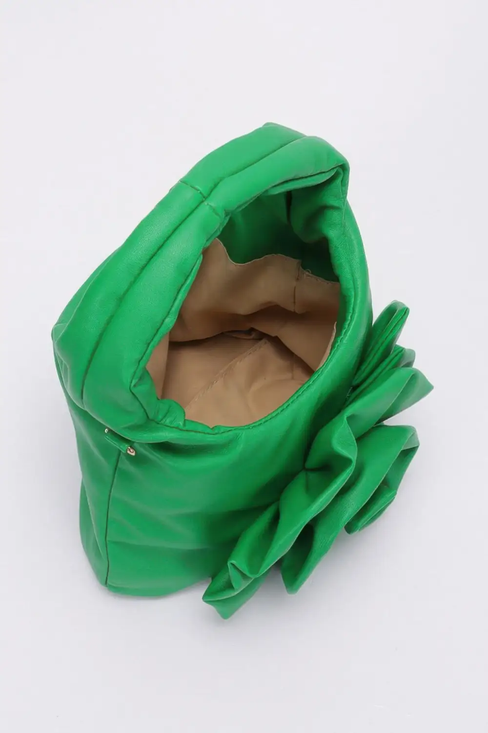 Faux Leather Flower Handle Bag