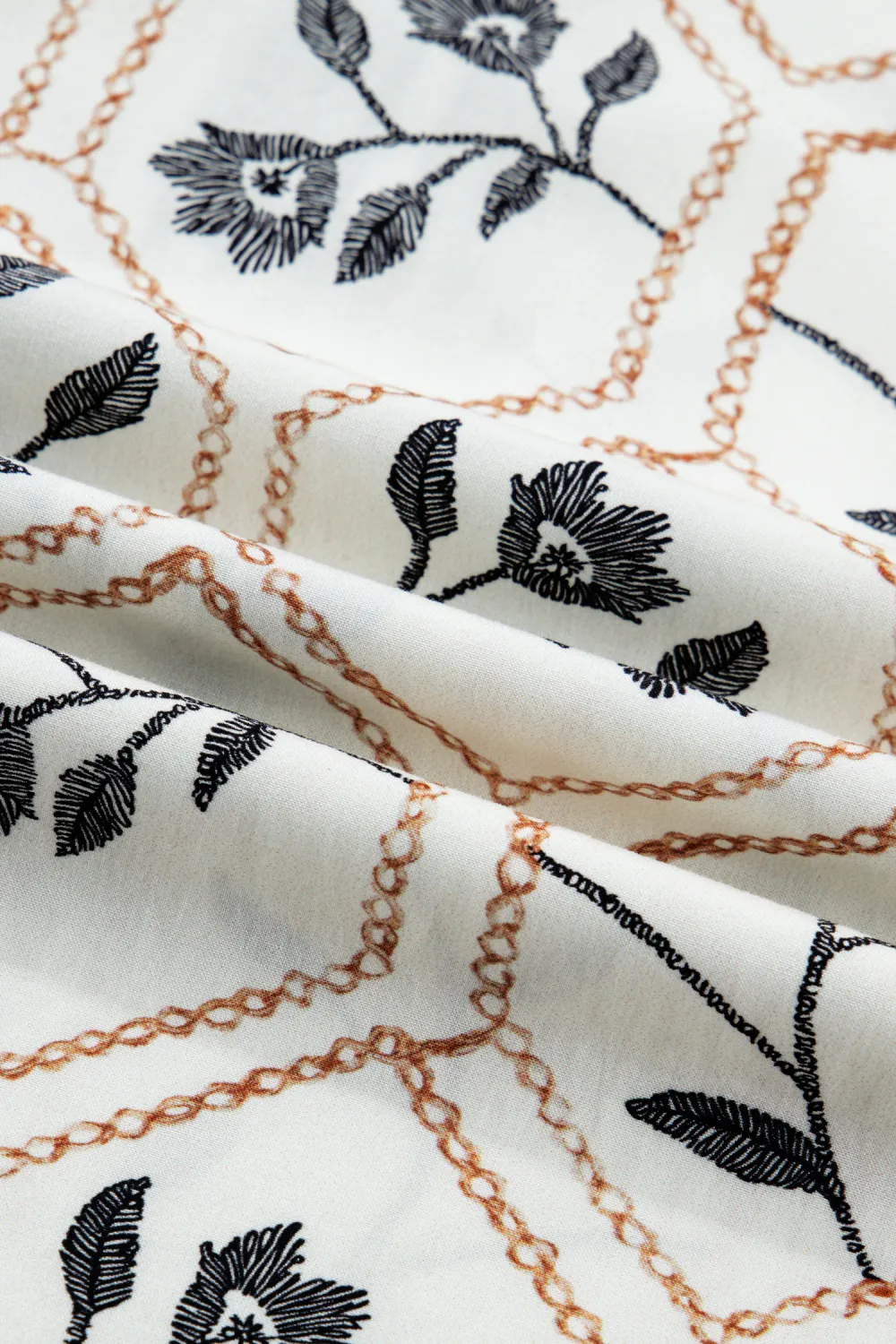 White Floral Print Striped Patchwork Blouse