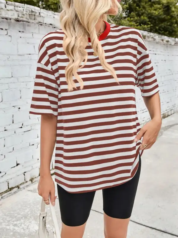 Striped Round Neck Half Sleeve T-Shirt
