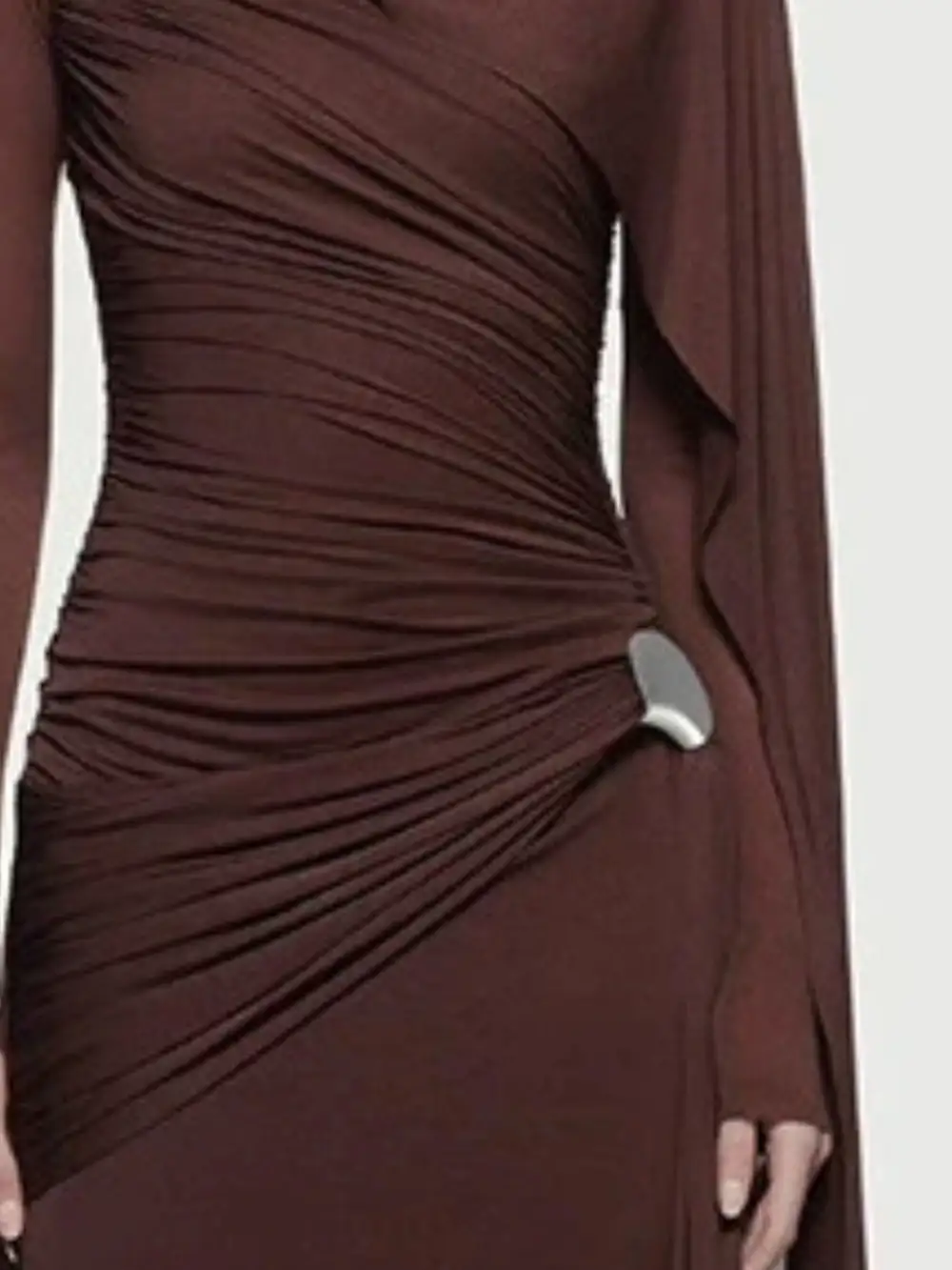 Clean Line Ruched Long Sleeve Maxi Dress
