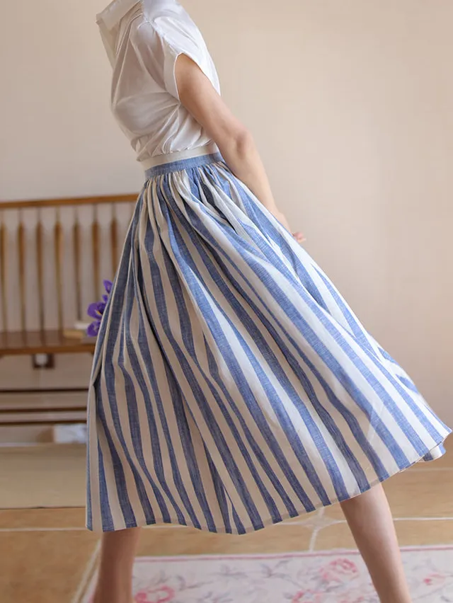 Striped Floral Skirt