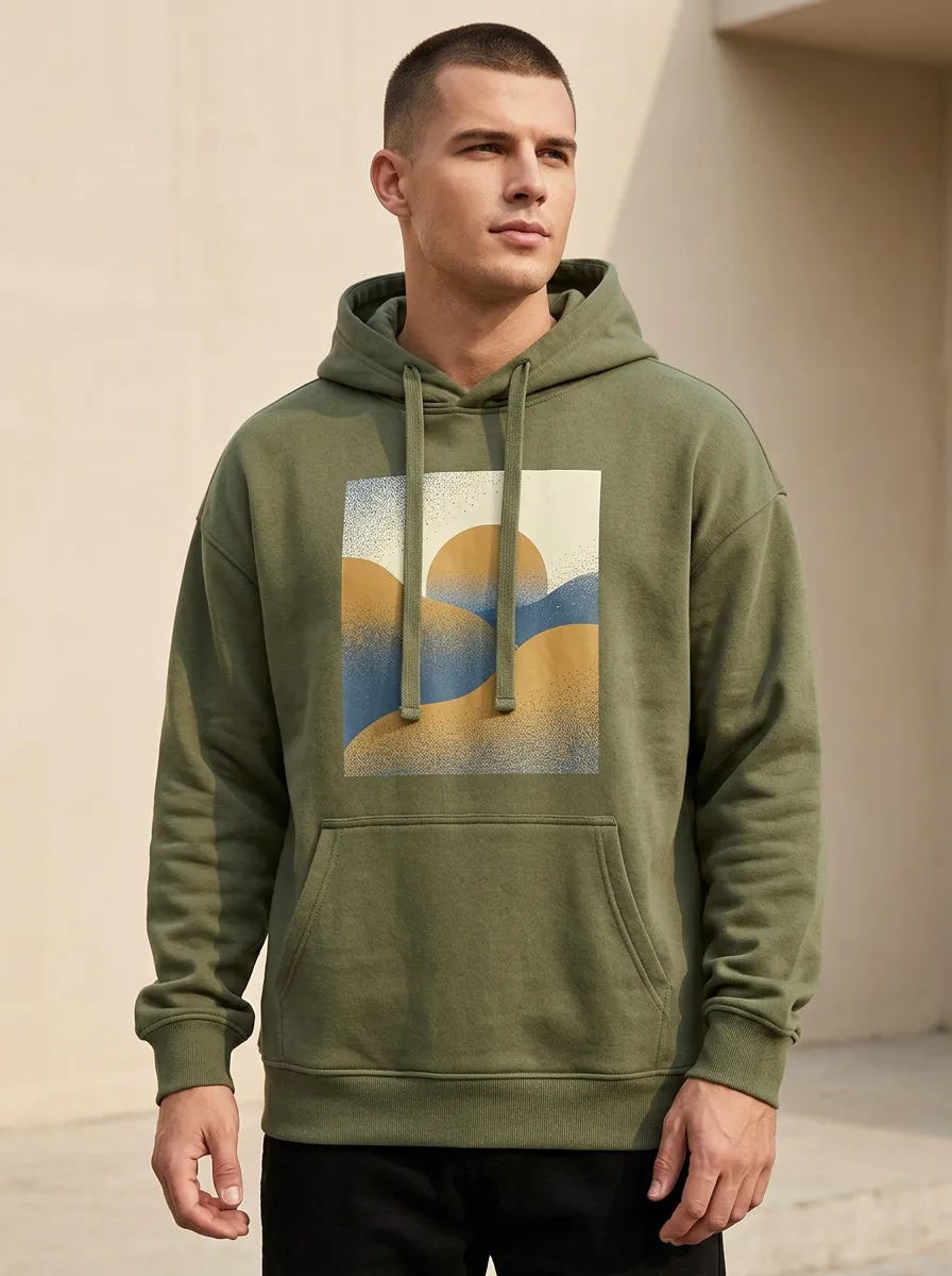 Men's Nature Lover Abstract Sun Hills Print Hoodie