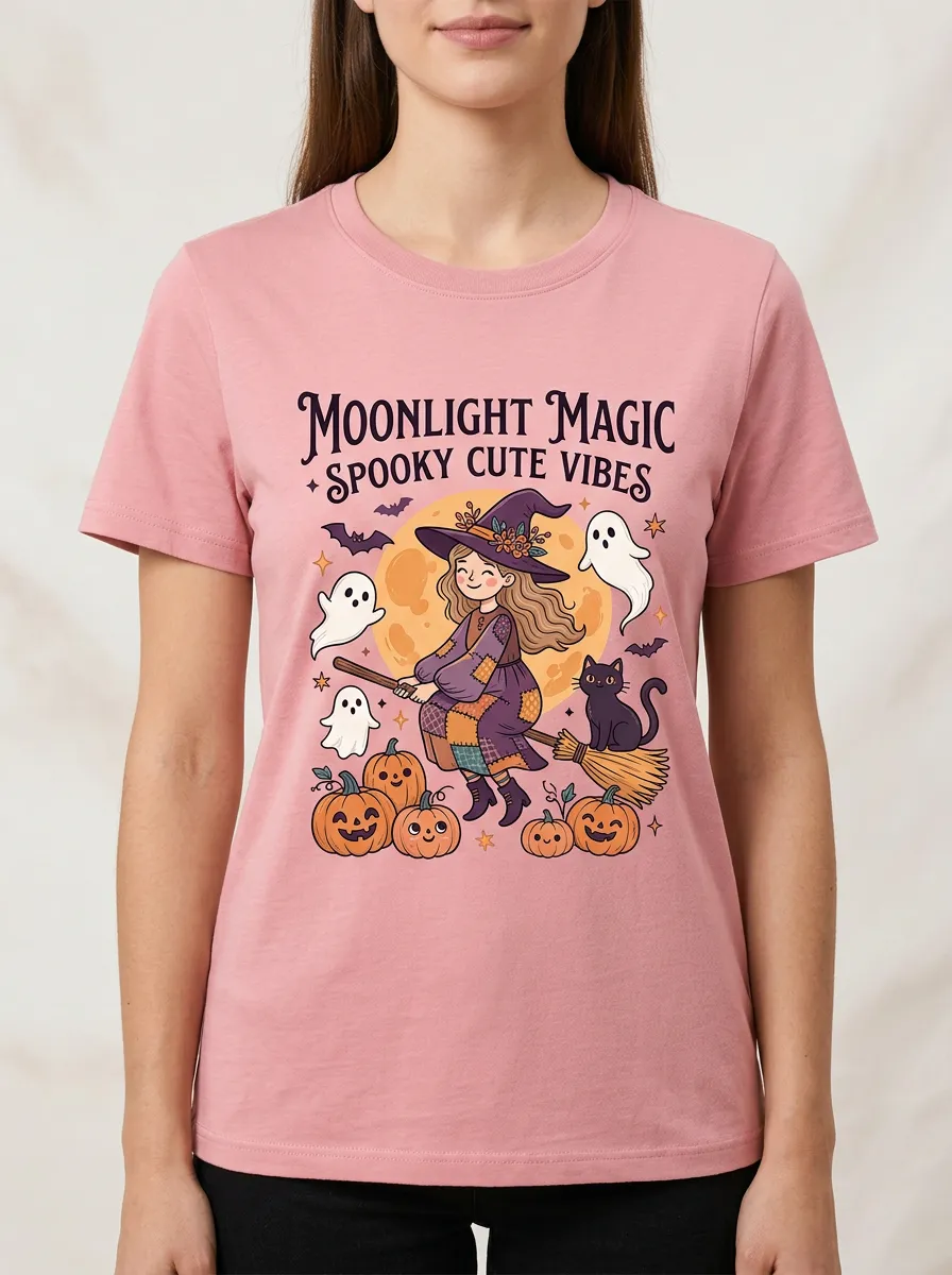 Ghost Pumpkin Witch Halloween Graphic T-Shirt