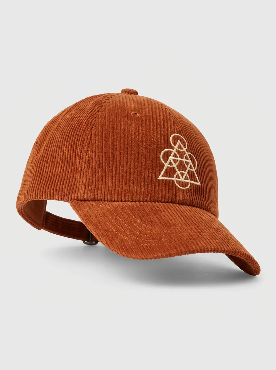 Abstract Symbol Embroidery Corduroy Baseball Cap