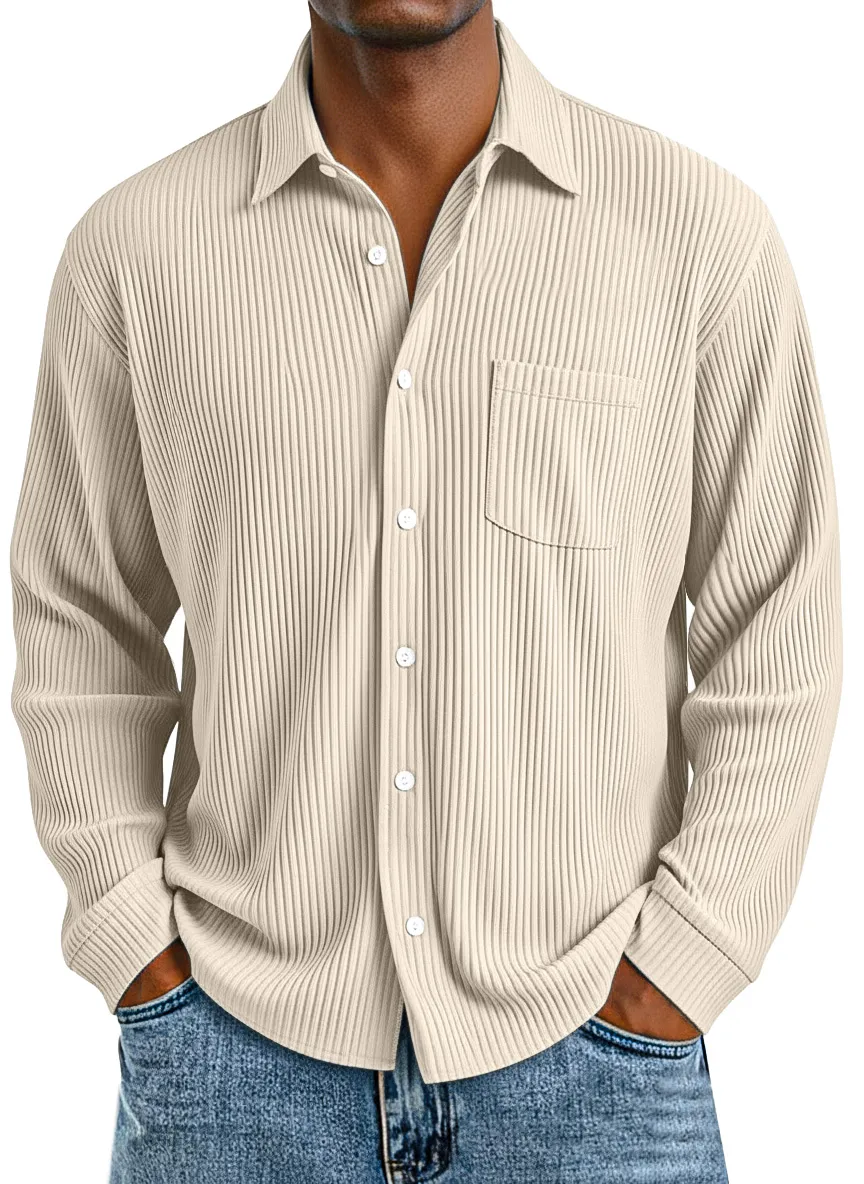 Layered Long Sleeve Open Collar Shirt