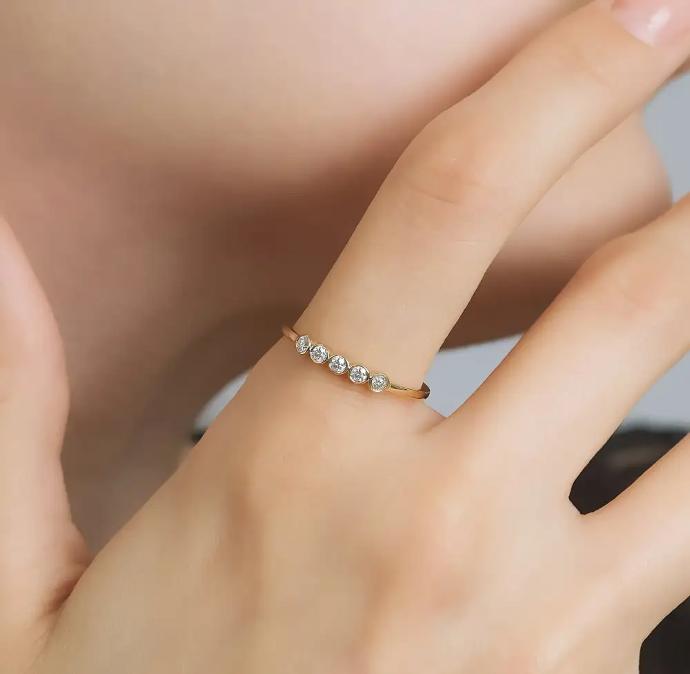 Gold Bezel Set Diamond Wedding Ring