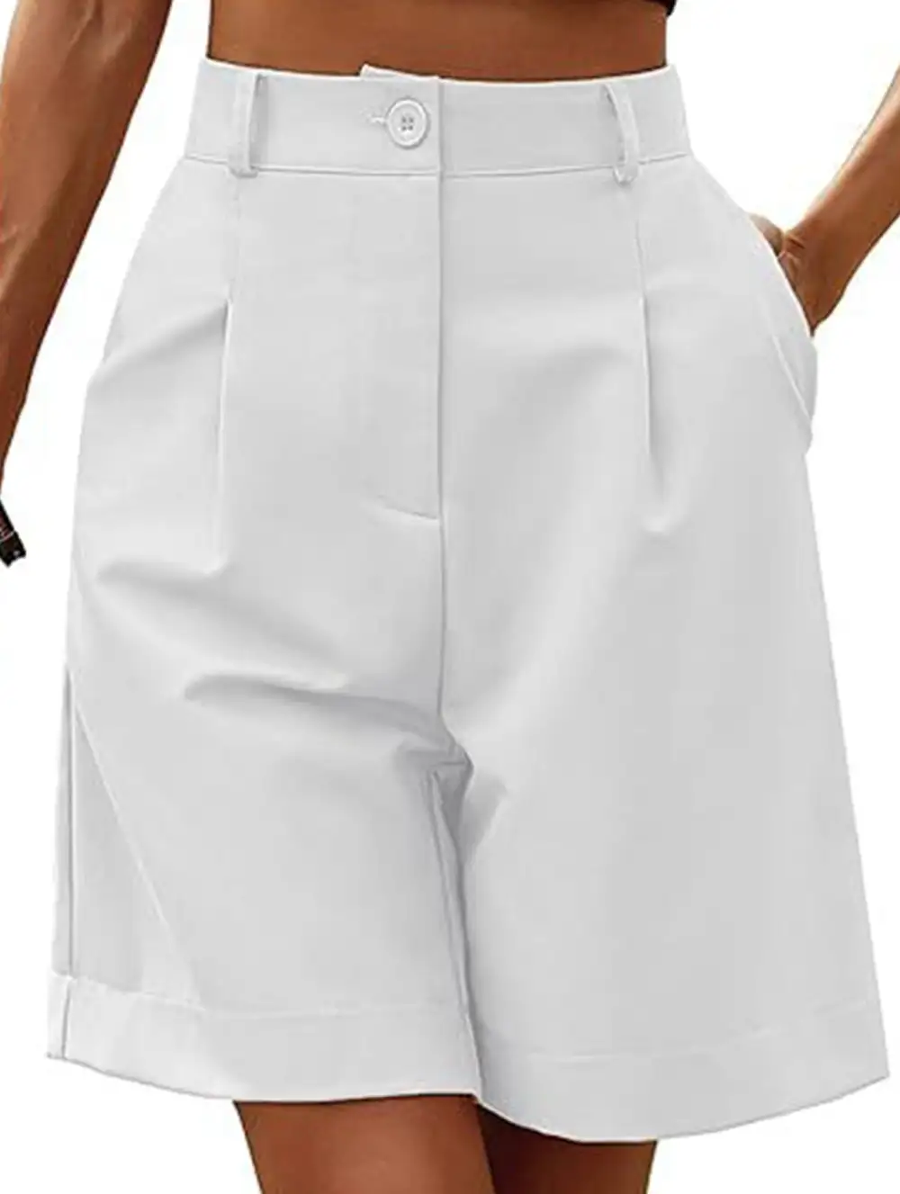 High-Waist Wide-Leg Suit Shorts