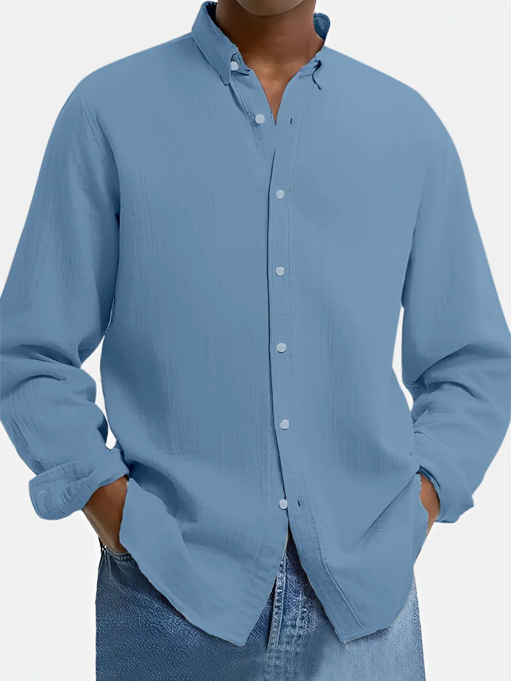 Cotton Linen Camp Collar Shirt