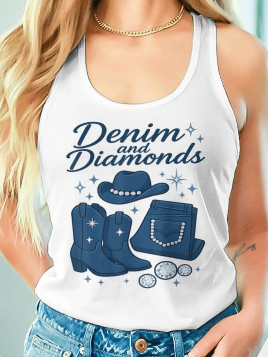 Country Western Cowgirl Printed Tank