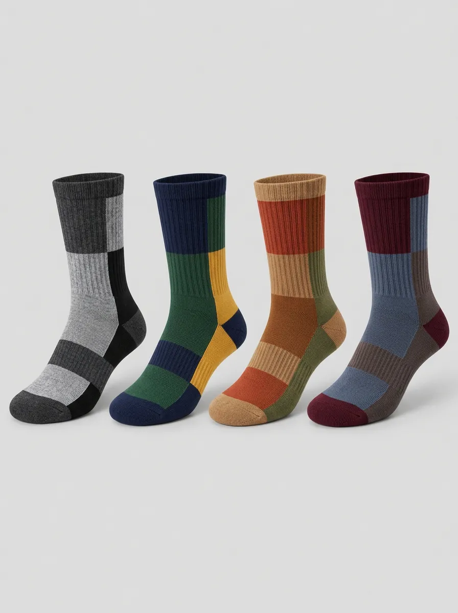 Men's Earth Tone Colorblock Crew Socks 4-Pack
