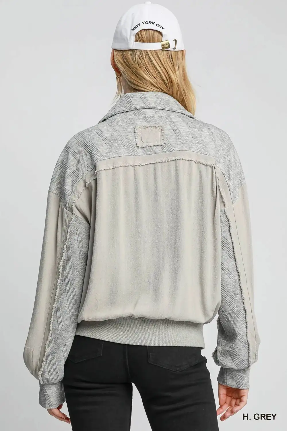 Zip-Up Cotton Jacquard Pocketed Jacket