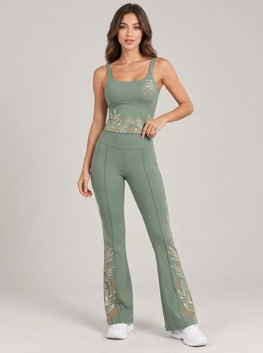 Women's Yoga Lover Botanical Floral Printed Workout Set