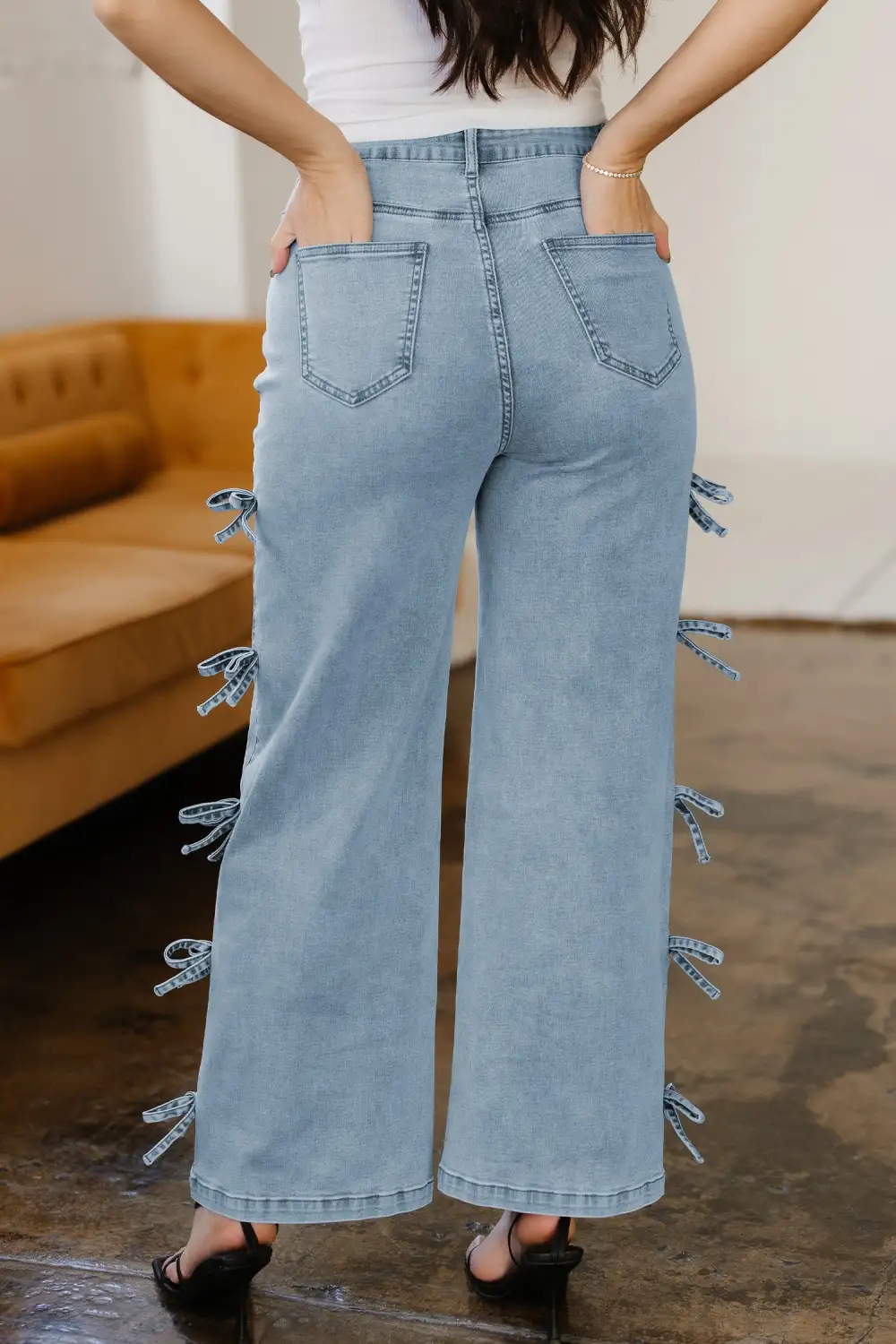 High-Waist Cropped Pocketed Straight Leg Jeans