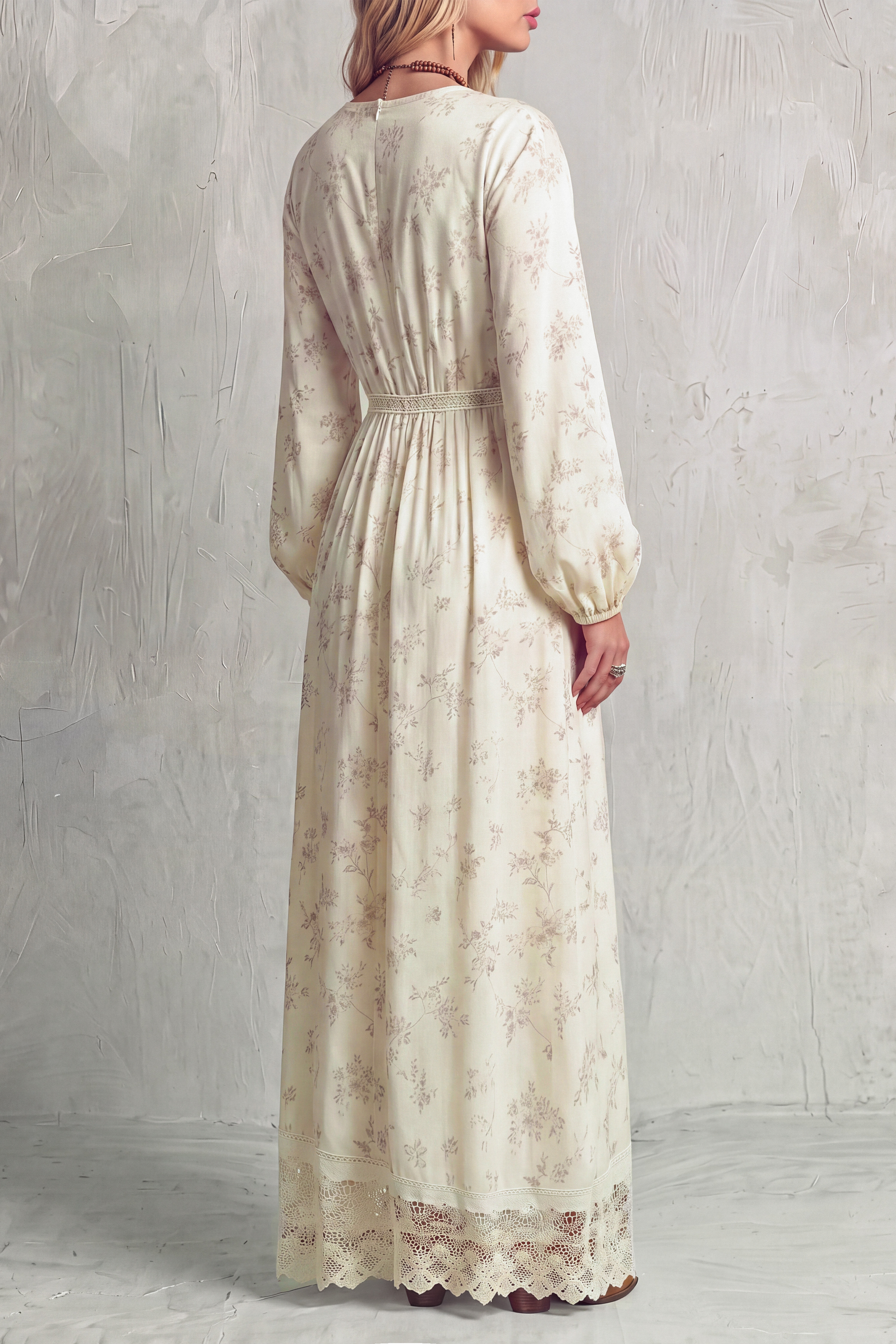 Lace Trim Lace Floral Maxi Dress