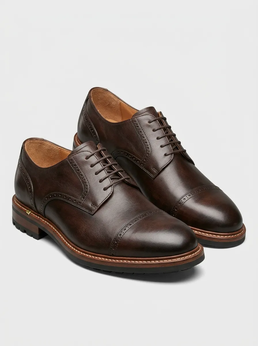 Men's Brogue Cap-Toe Oxford Dress Shoes