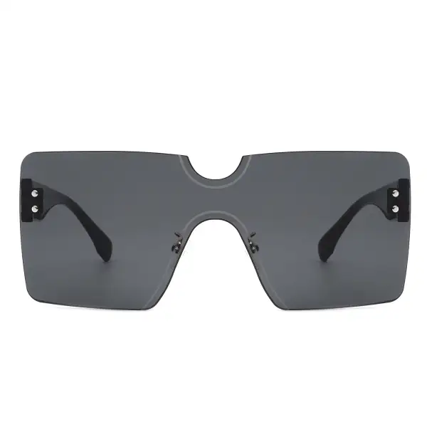 Woven Square Rimless Frame Sunglasses