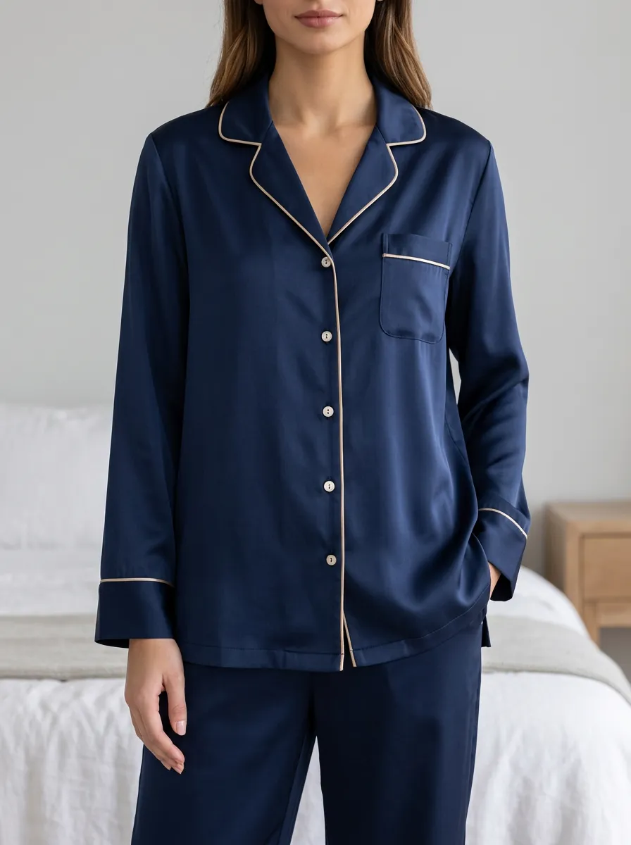 Relaxed Sleepwear with Button Front Collared Detail