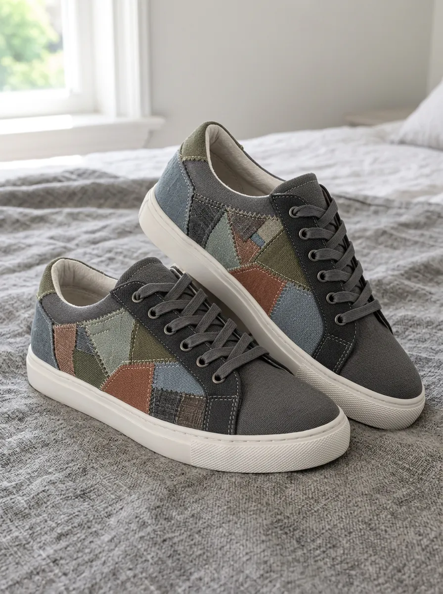 Men's Casual Patchwork Pattern Printed Canvas Shoes