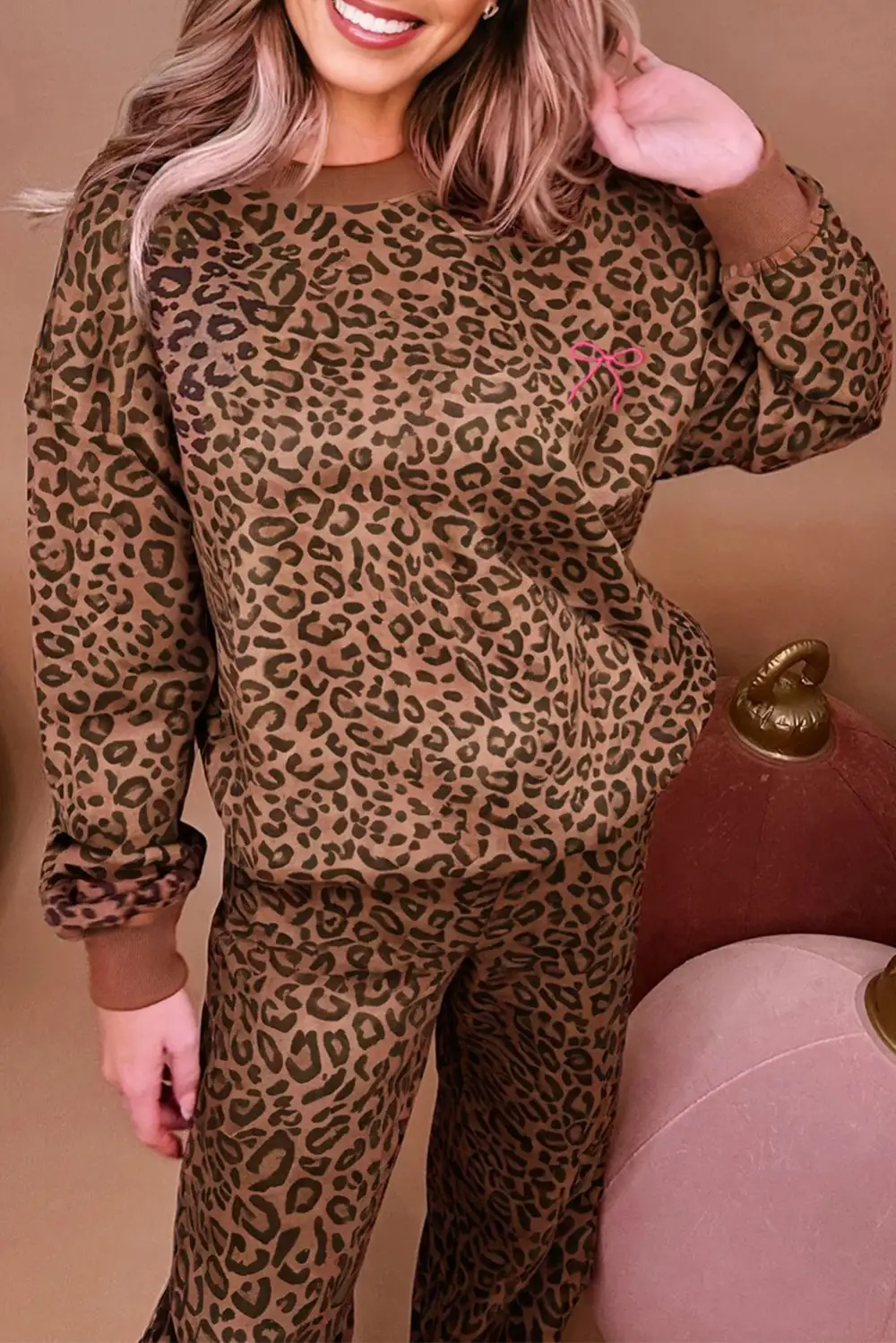 Print Long Soft Pants Lounge Set