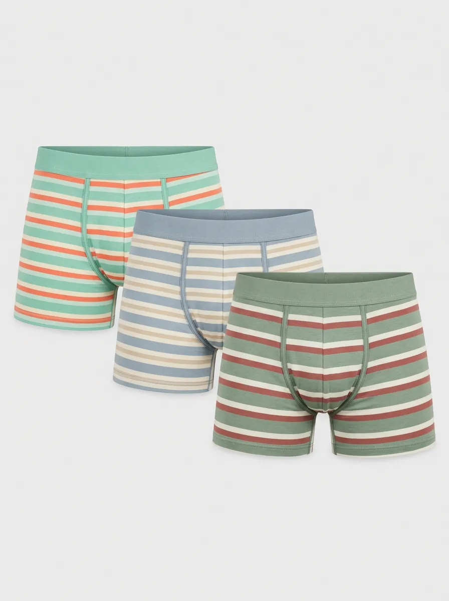 Men's Multi-Pack Casual Striped Pattern Printed Boxer Briefs
