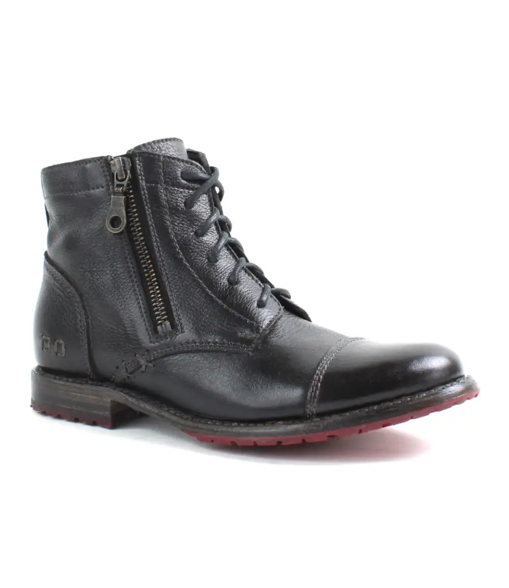 Cap-Toe Contrast-Stitched Combat Boots
