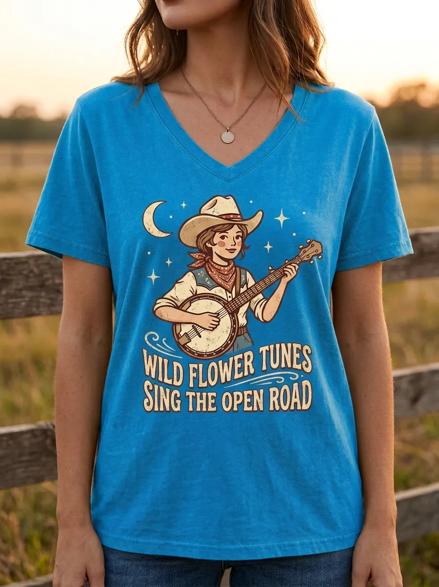 Banjo Country-Music Women's V-Neck T-Shirt