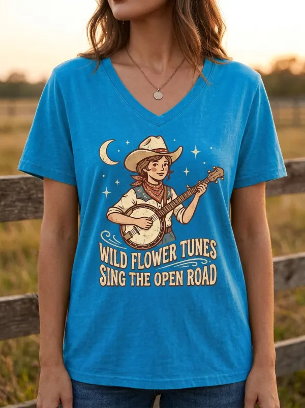 Banjo Country-Music Women's V-Neck T-Shirt