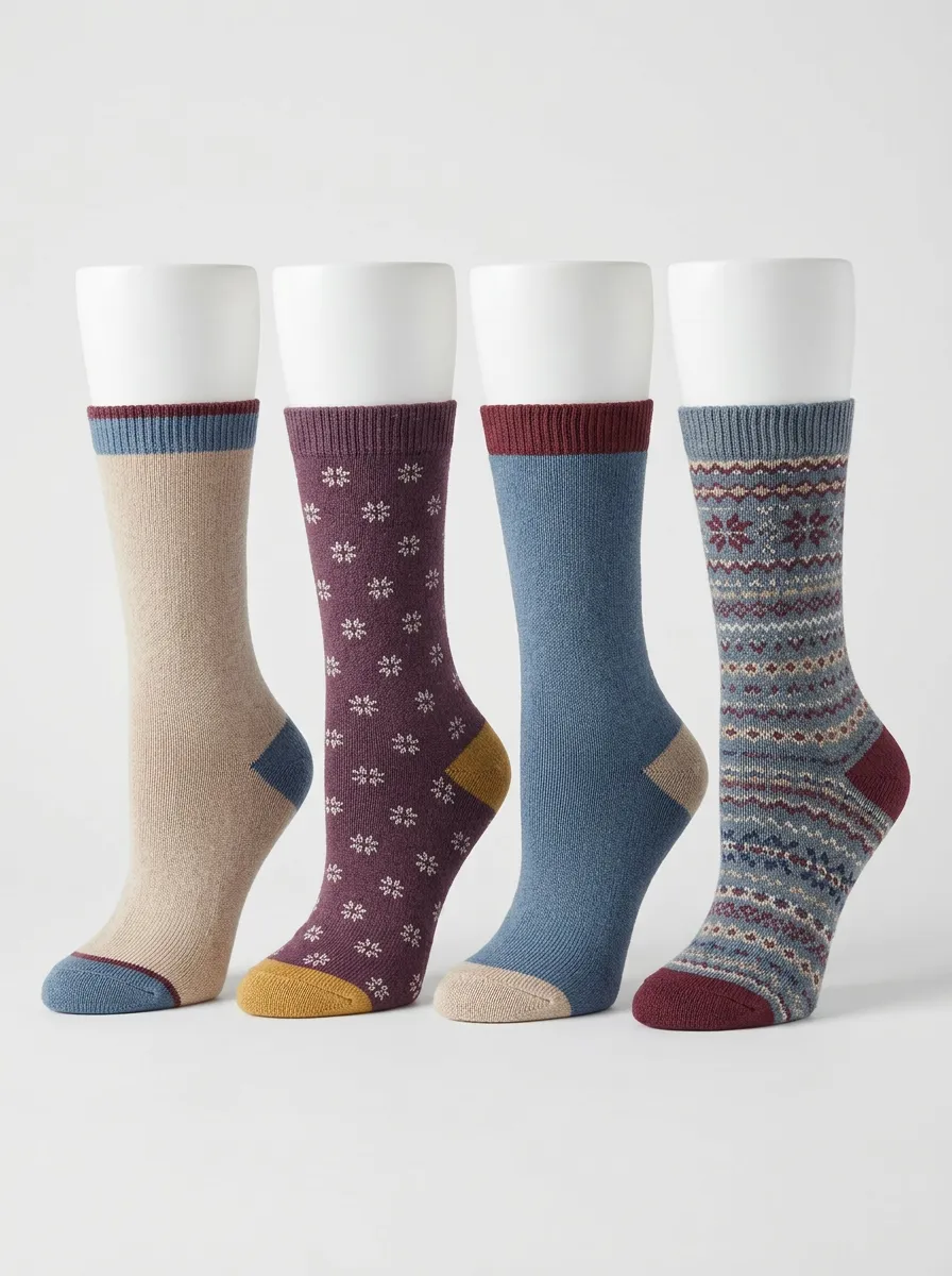 Charming Patterned Four-Pair Casual Socks