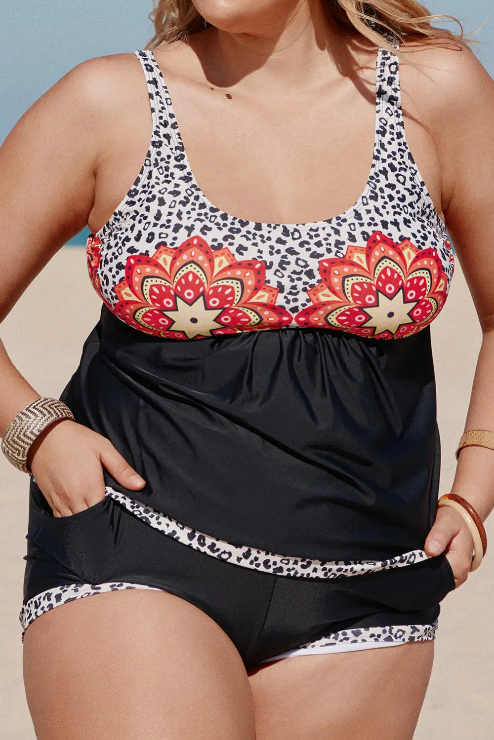 Swimwear Floral Leopard Tankini