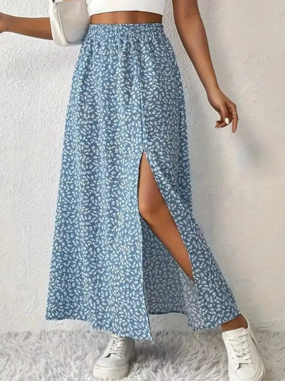 Wearable Printed Slit Detail Skirt