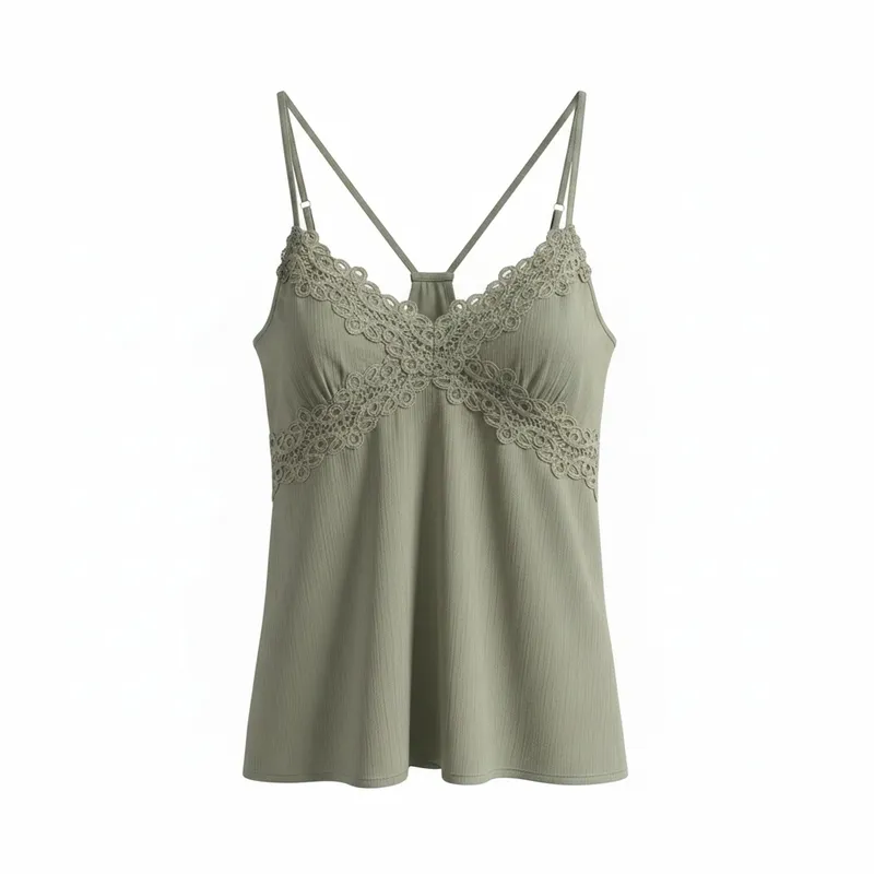 Lace Trim Sleeveless Tank