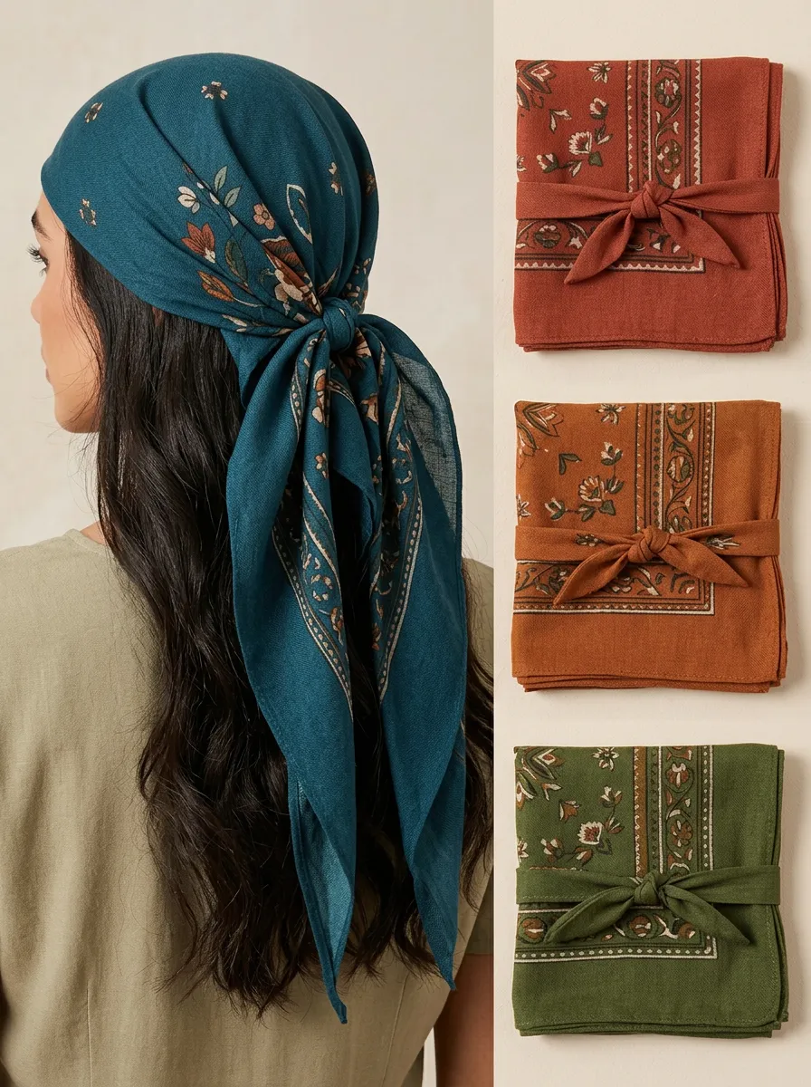 Home-Ready Floral Bandana Headscarf Trio