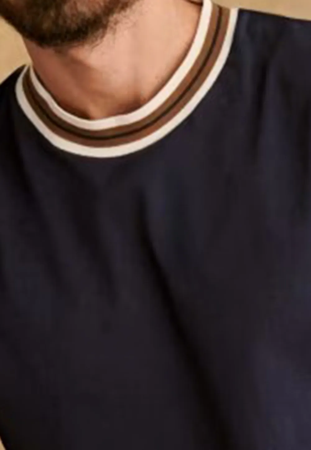 Navy White Trim Crew Neck Retro T-Shirt