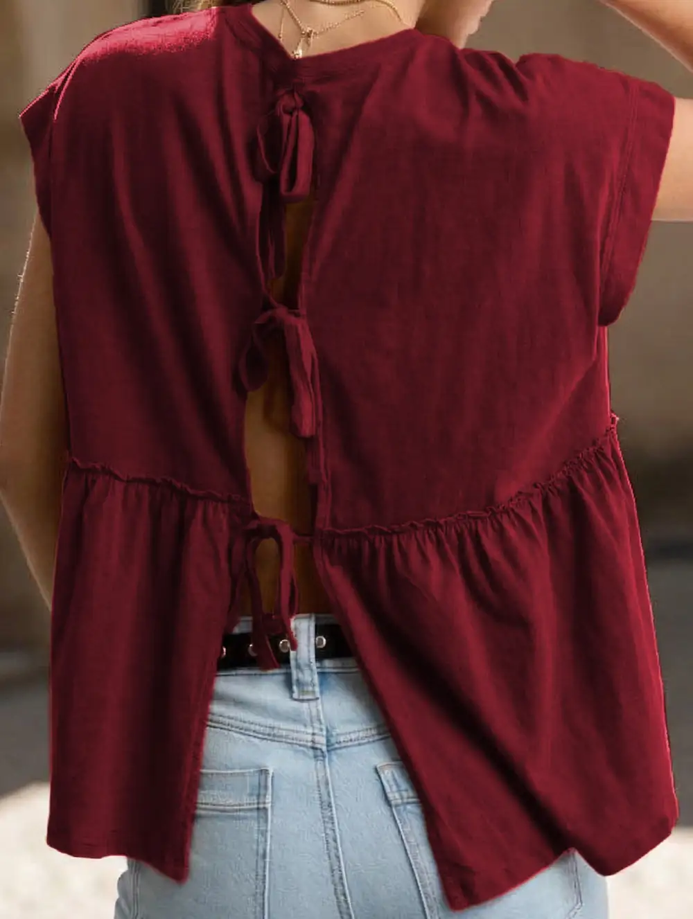Back Tie Babydoll Top