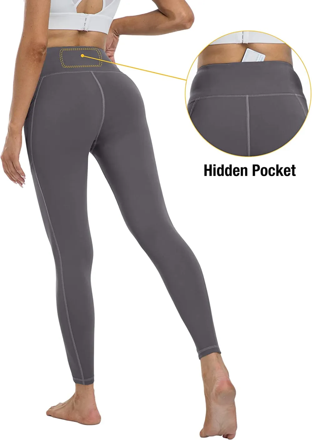 YOUNGCHARM 4 Pack Leggings with Pockets for Women,High Waist Tummy Control Workout Yoga Pants